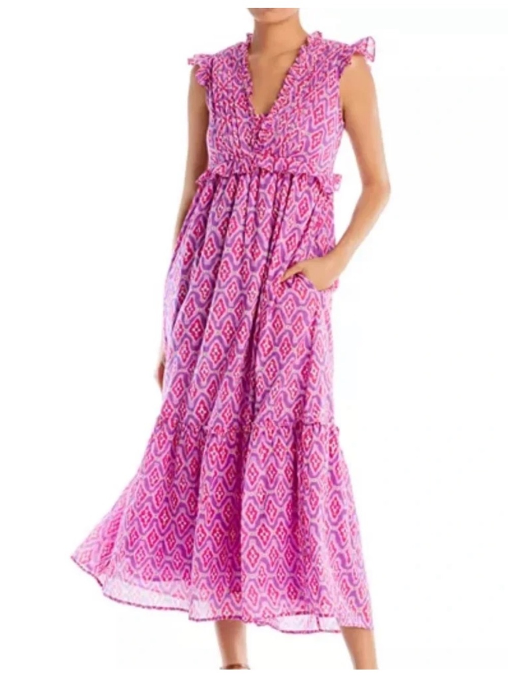 Banjanan Constance Maxi Dress Maiden Grass Raspberry Rose M